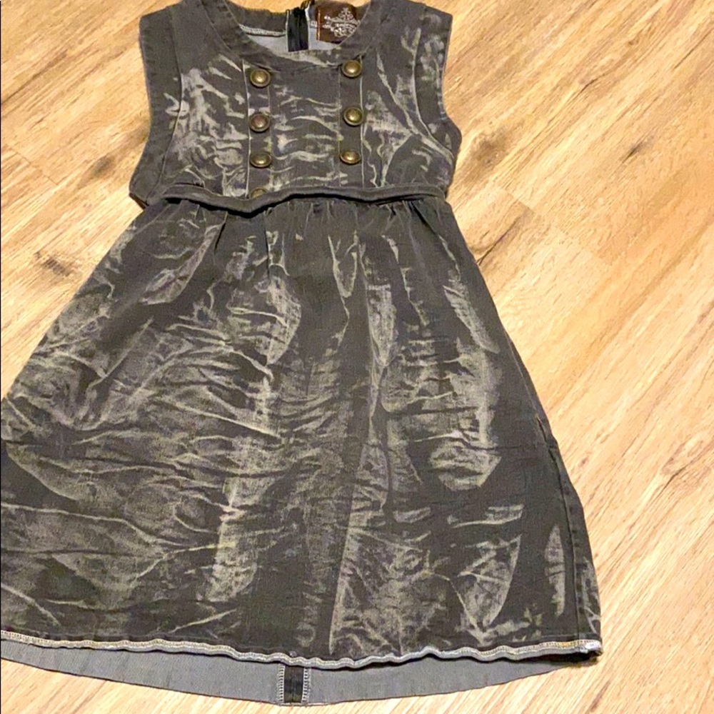 Black faded jean dress military style punk